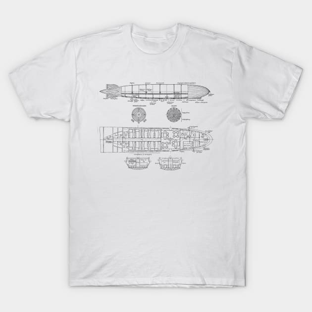 Zepplin Diagram (black) T-Shirt by Big Term Designs